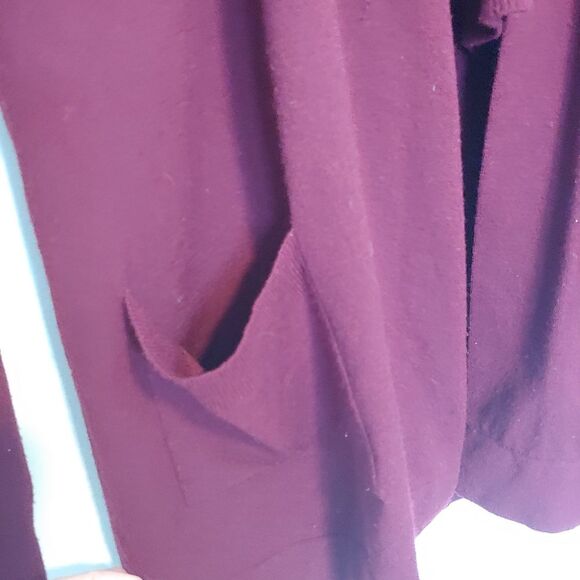 Theory Abie Evian Stretch Maroon Drape Wool Cardigan Sweater Size P (XS) - Picture 5 of 7